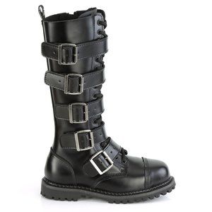 Gothic Leather Steel Toe Knee High Boots